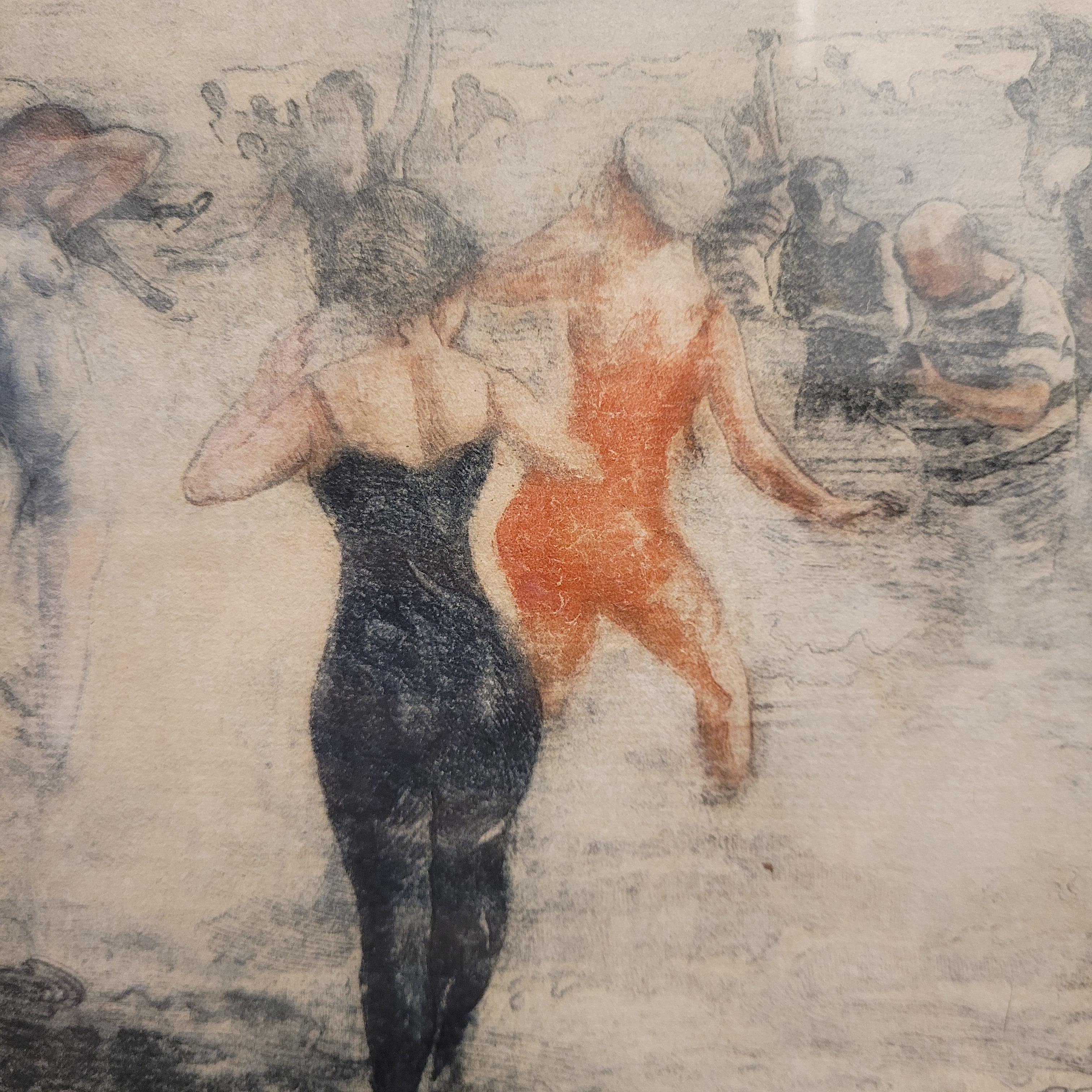 Gouache Art Nouveau Inglés Día en la playa por Clement Lambert en venta 6
