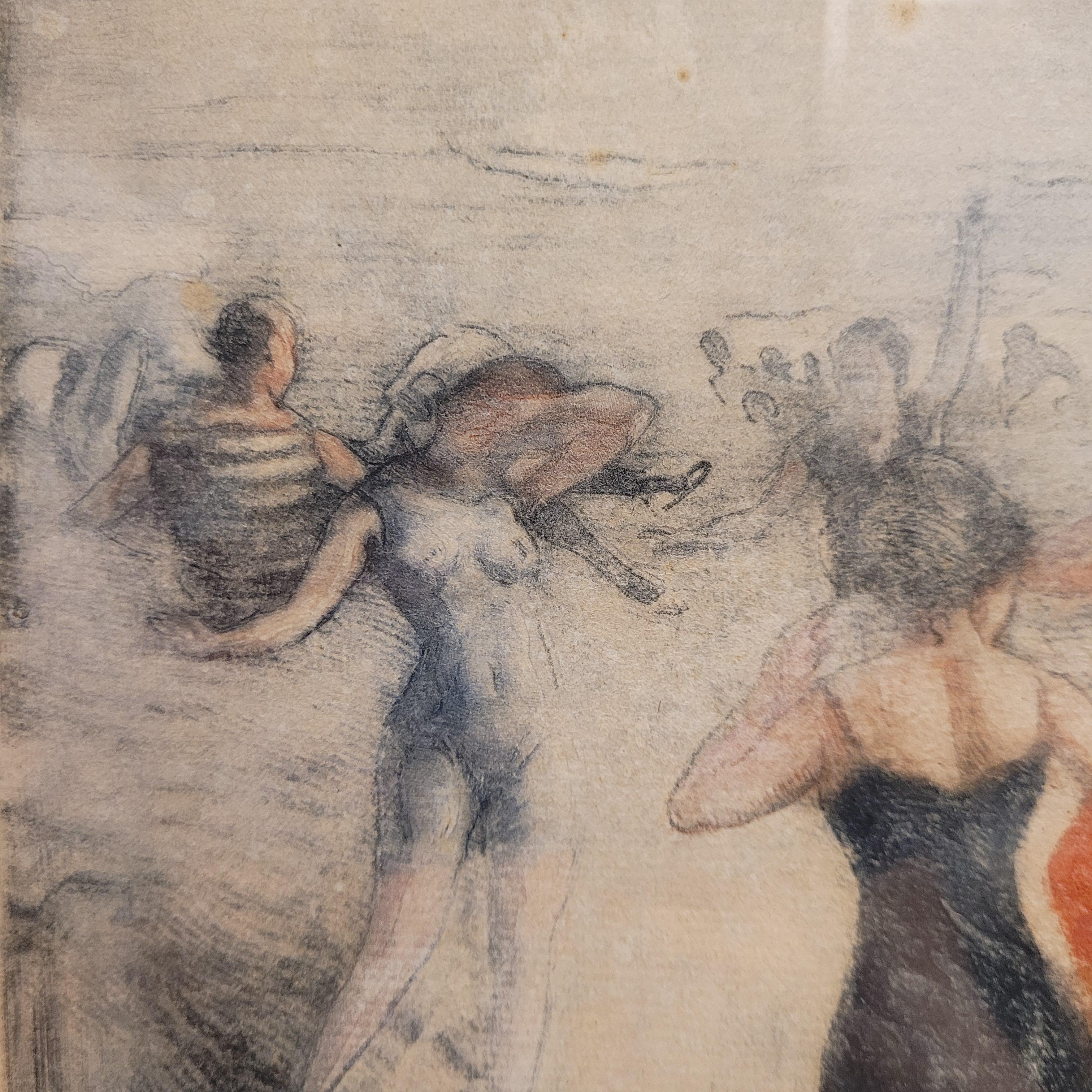 Gouache Art Nouveau Inglés Día en la playa por Clement Lambert en venta 9