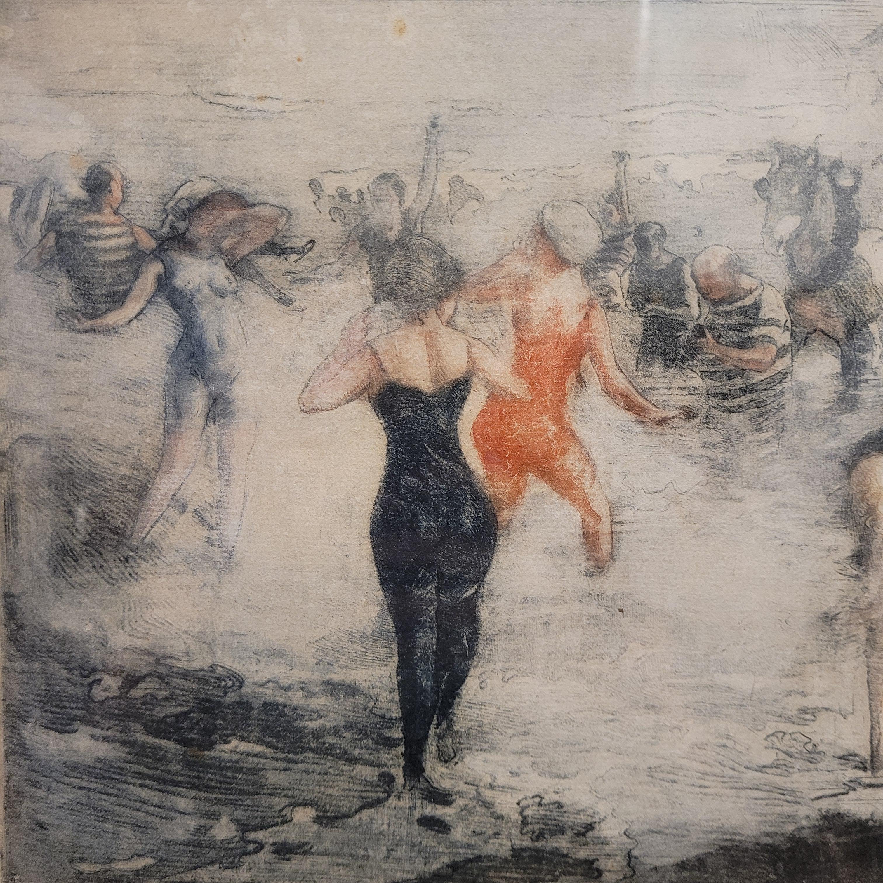 Gouache Art Nouveau Inglés Día en la playa por Clement Lambert en venta 10