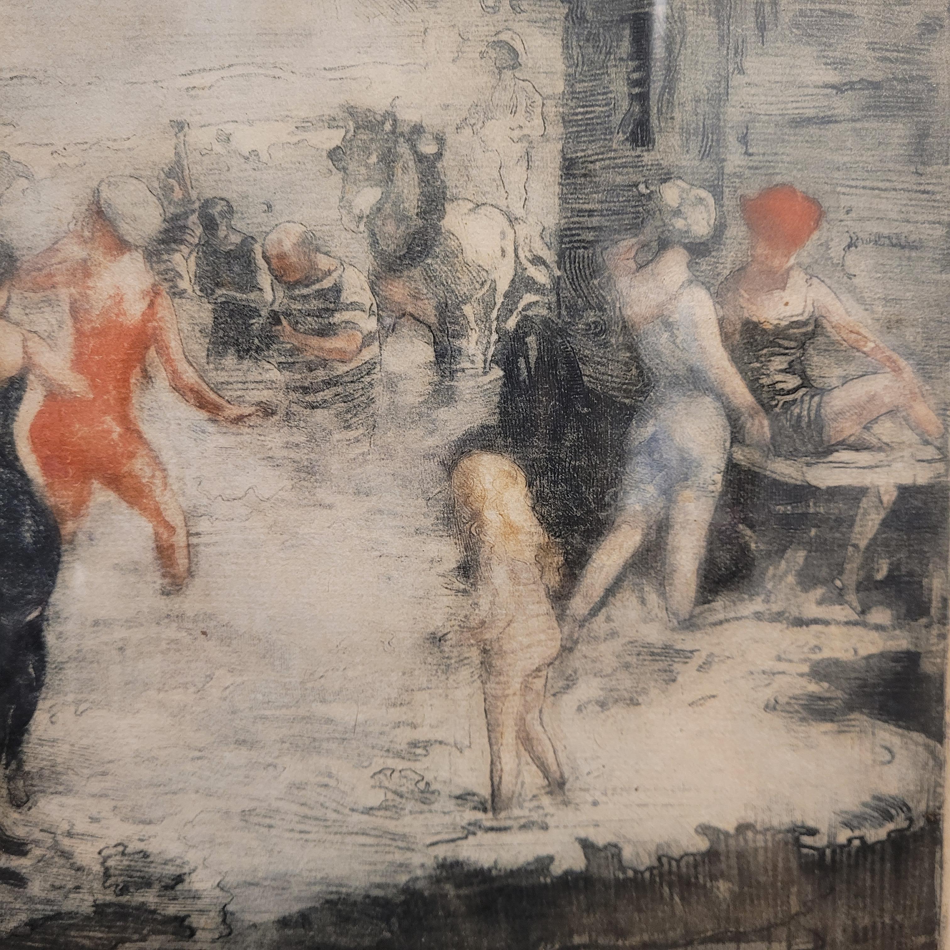Gouache Art Nouveau Inglés Día en la playa por Clement Lambert en venta 3