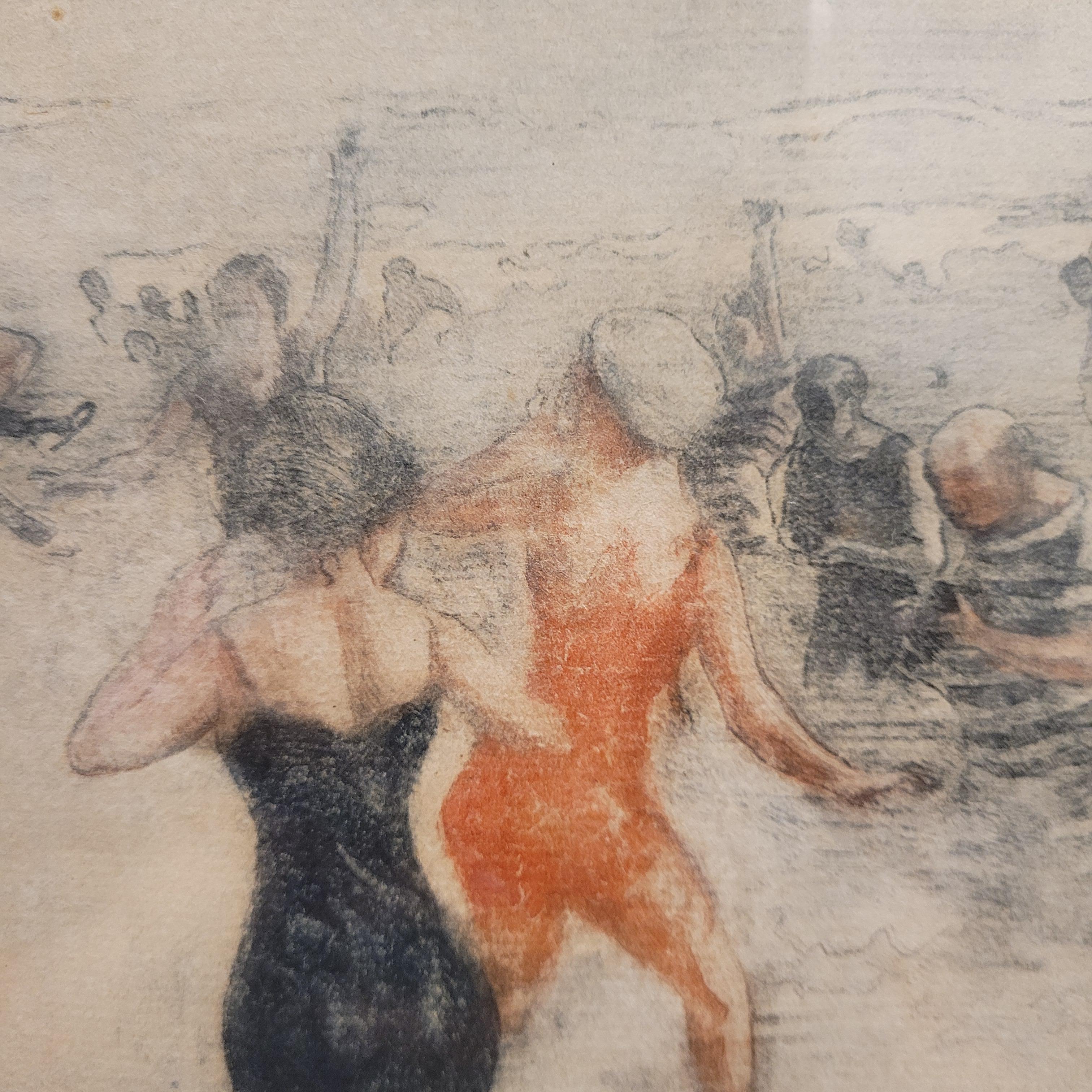 Gouache Art Nouveau Inglés Día en la playa por Clement Lambert en venta 5