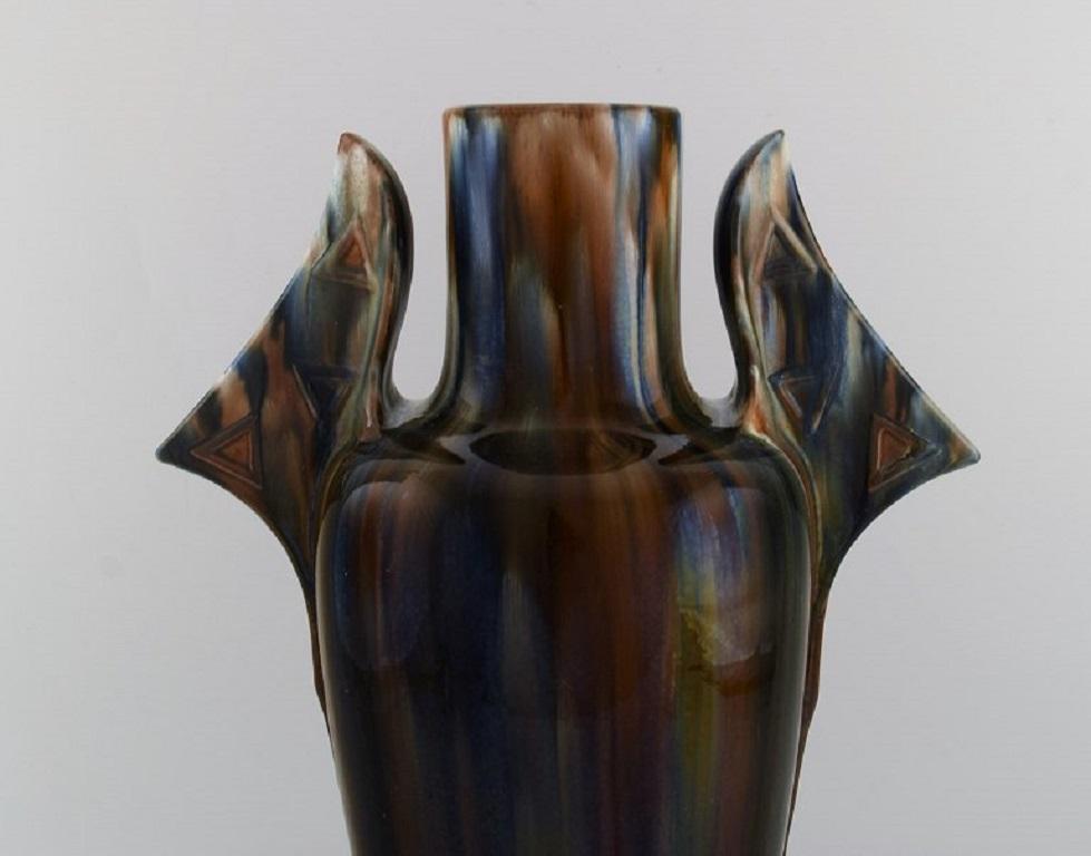 Art Nouveau Clément Massier '1845-1917', France, Large Vase in Glazed Ceramics For Sale