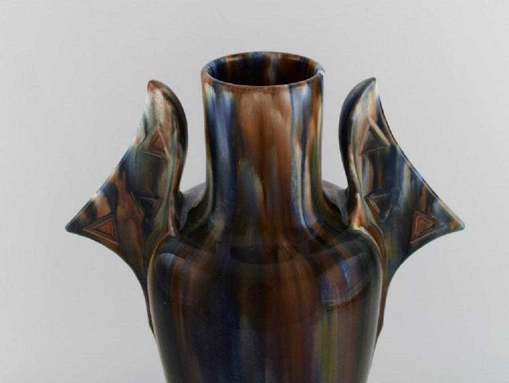 French Clément Massier '1845-1917', France, Large Vase in Glazed Ceramics For Sale