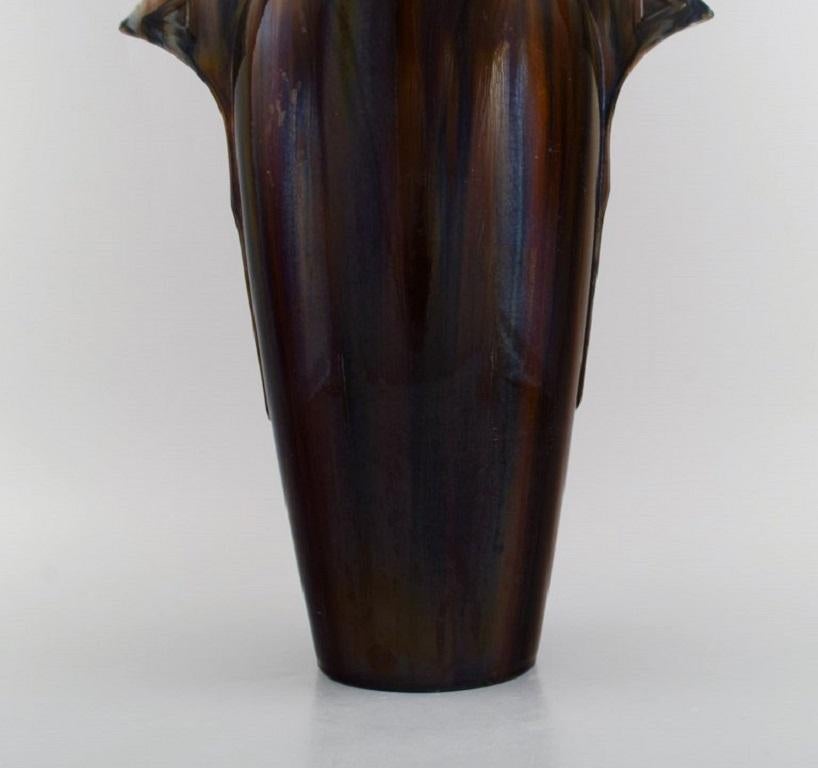 Clément Massier '1845-1917', France, Large Vase in Glazed Ceramics For Sale 1