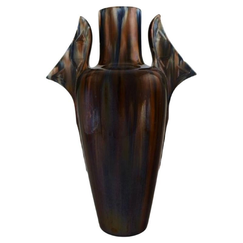 Clément Massier '1845-1917', France, Large Vase in Glazed Ceramics For Sale
