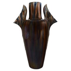 Antique Clément Massier '1845-1917', France, Large Vase in Glazed Ceramics