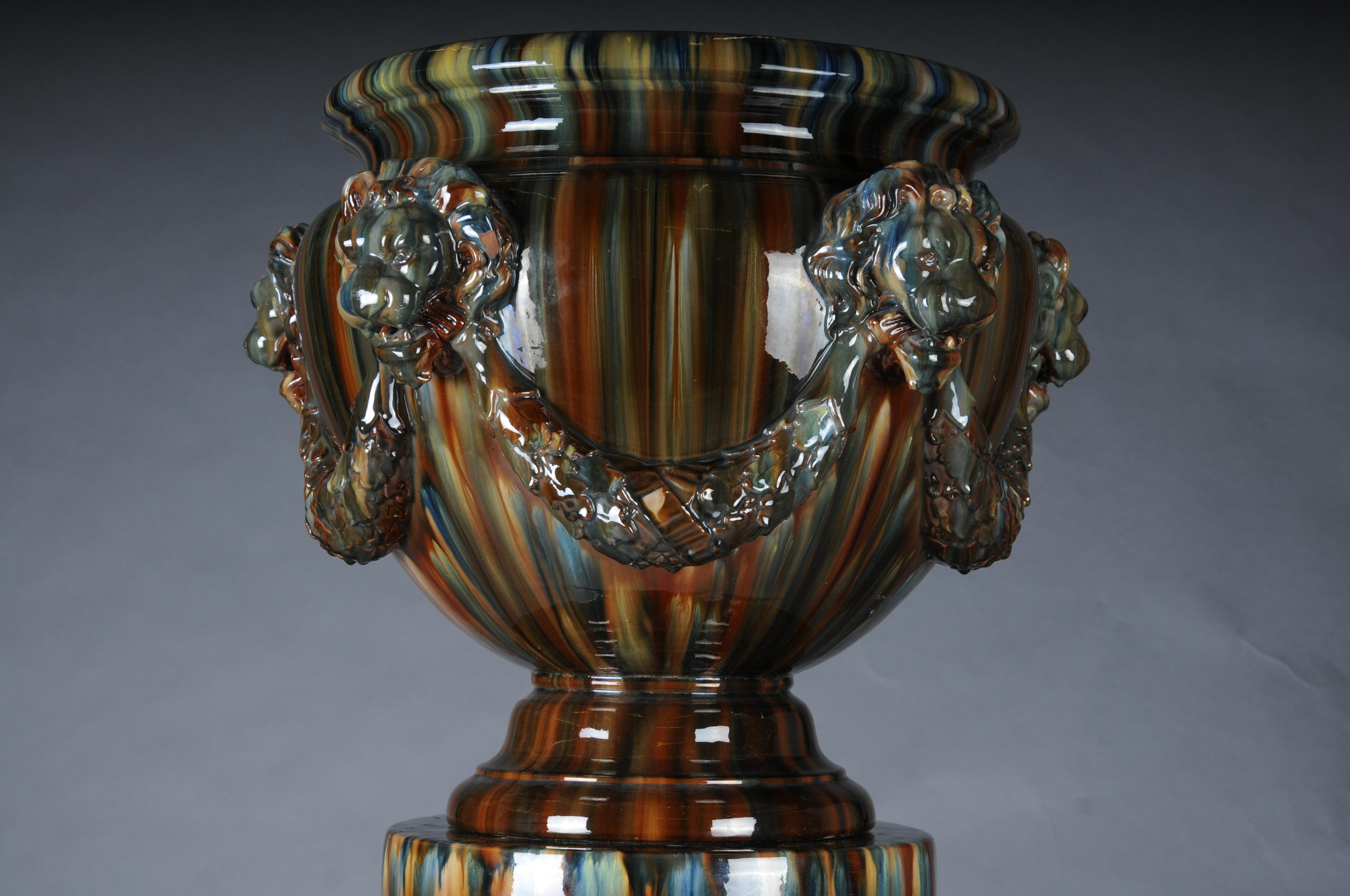 Clement MASSIER (1857-1945) Majolica flower vase/column vase, France For Sale 4