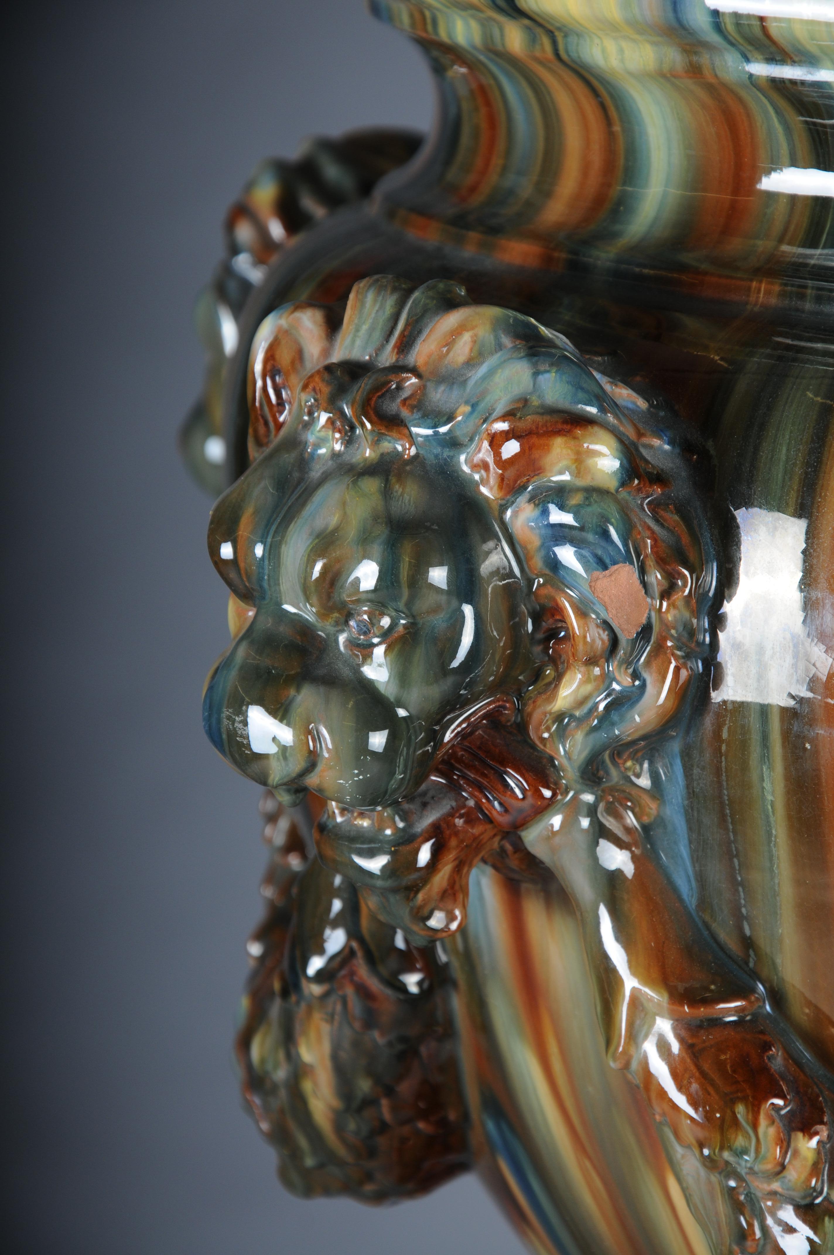 Clement MASSIER (1857-1945) Majolica flower vase/column vase, France For Sale 6