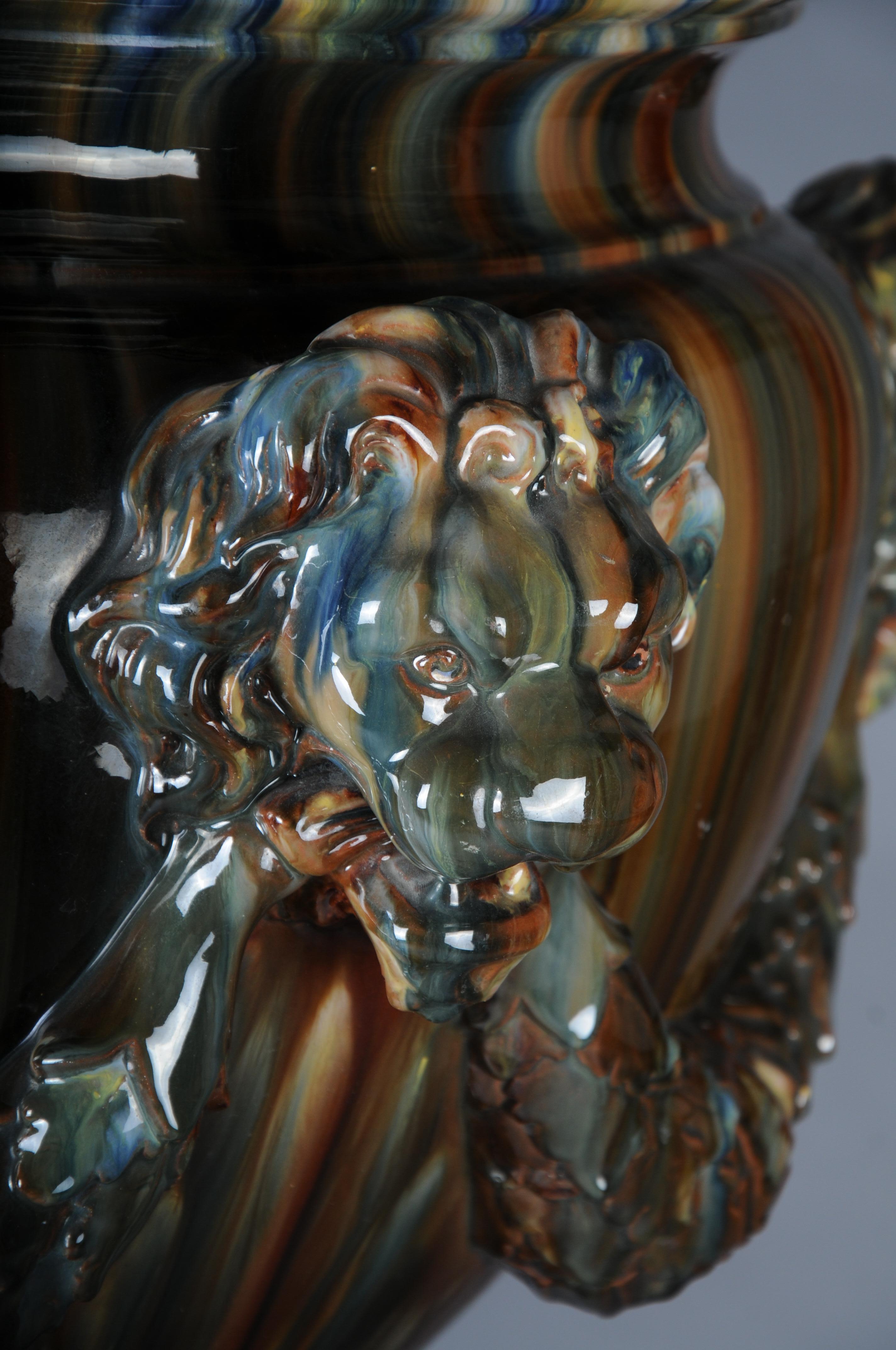 Clement MASSIER (1857-1945) Majolica flower vase/column vase, France For Sale 7