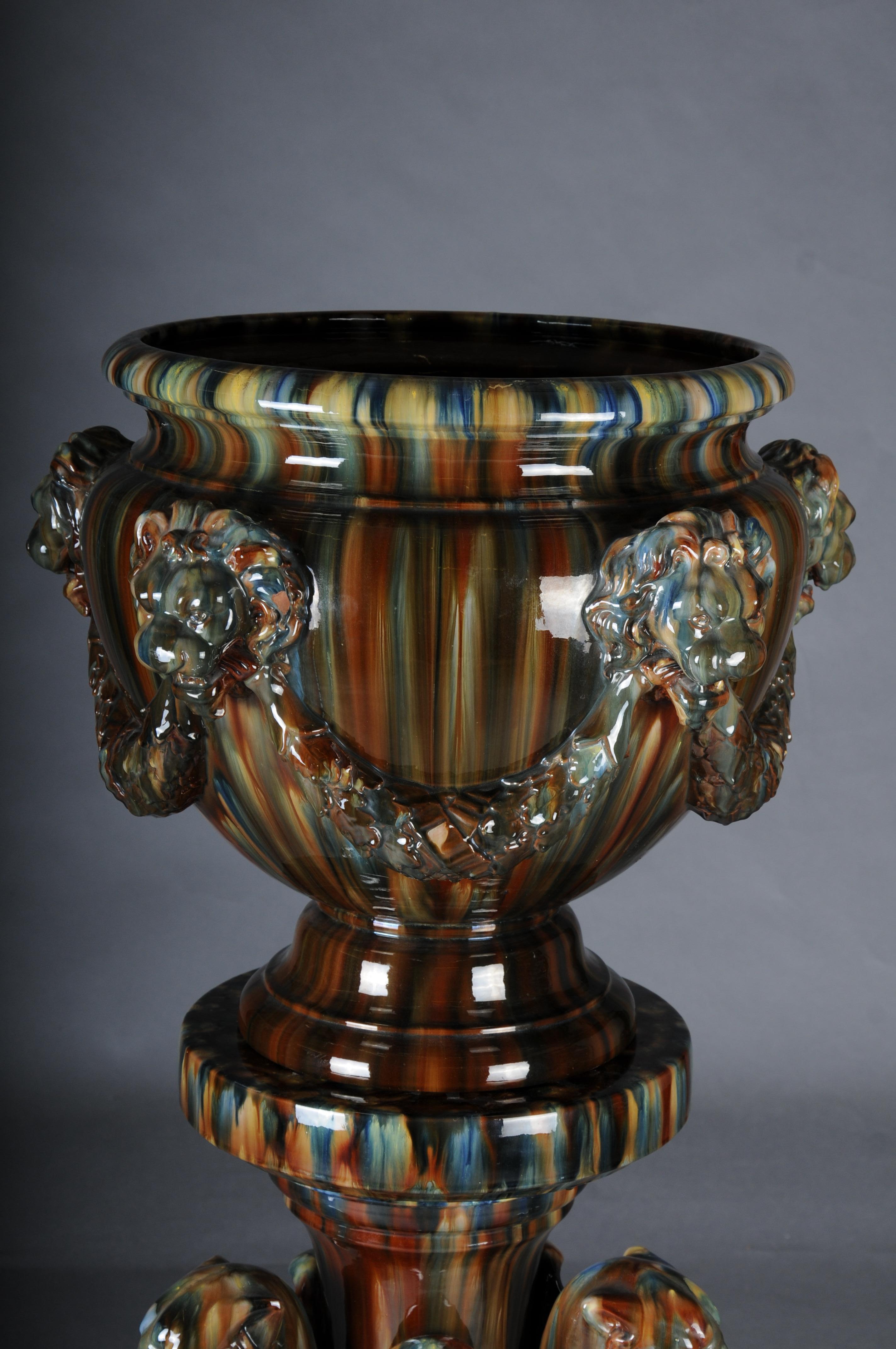 Glazed Clement MASSIER (1857-1945) Majolica flower vase/column vase, France For Sale