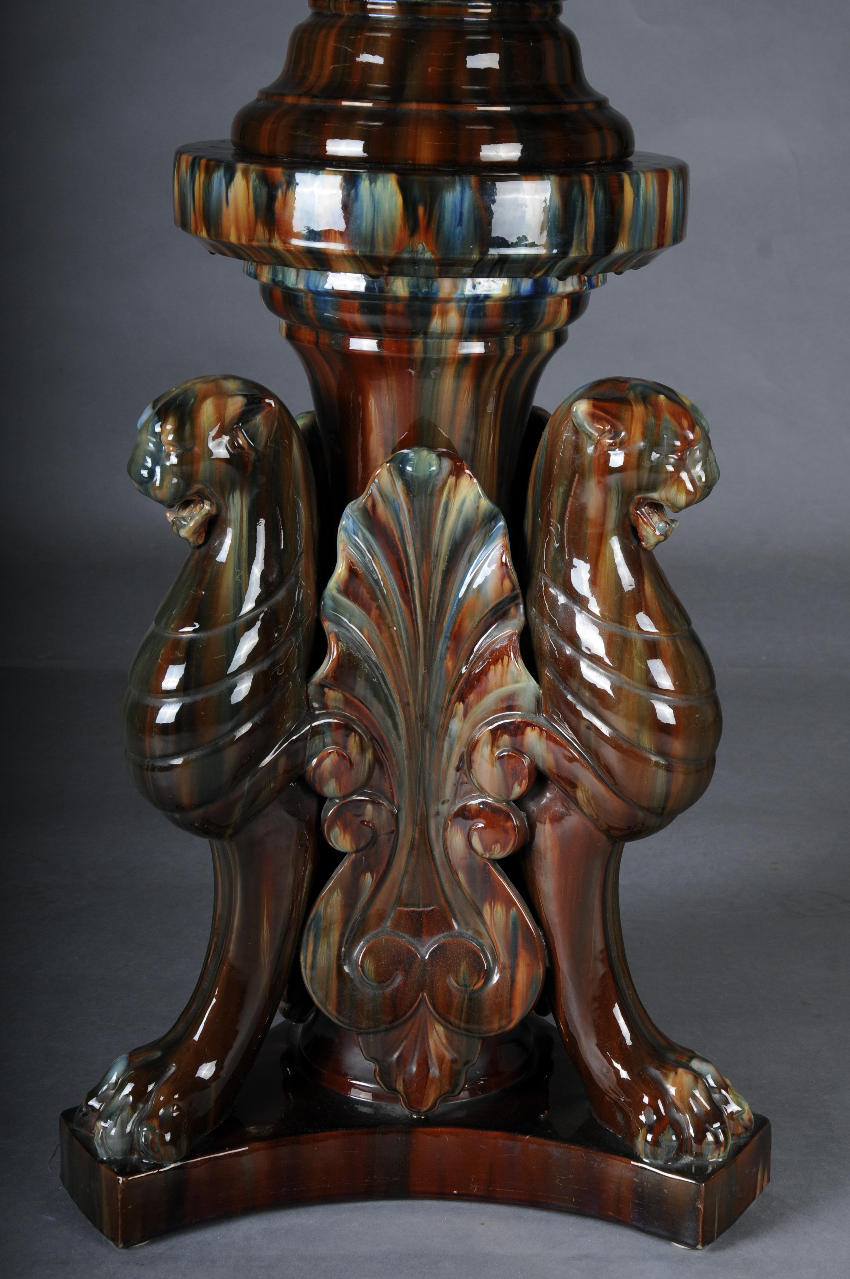 Clement MASSIER (1857-1945) Majolica flower vase/column vase, France In Good Condition For Sale In Berlin, DE