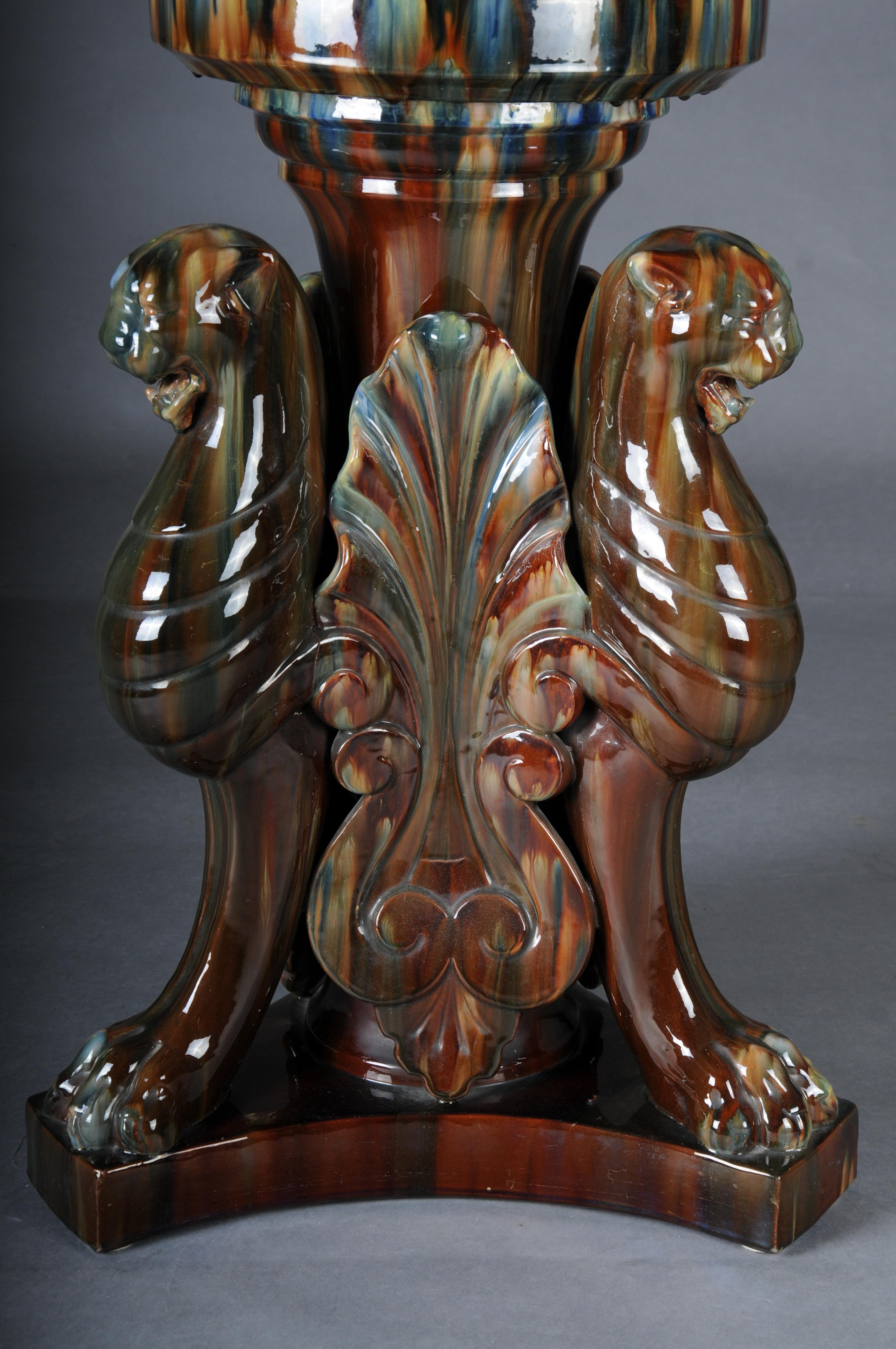 Clement MASSIER (1857-1945) Majolica flower vase/column vase, France For Sale 1