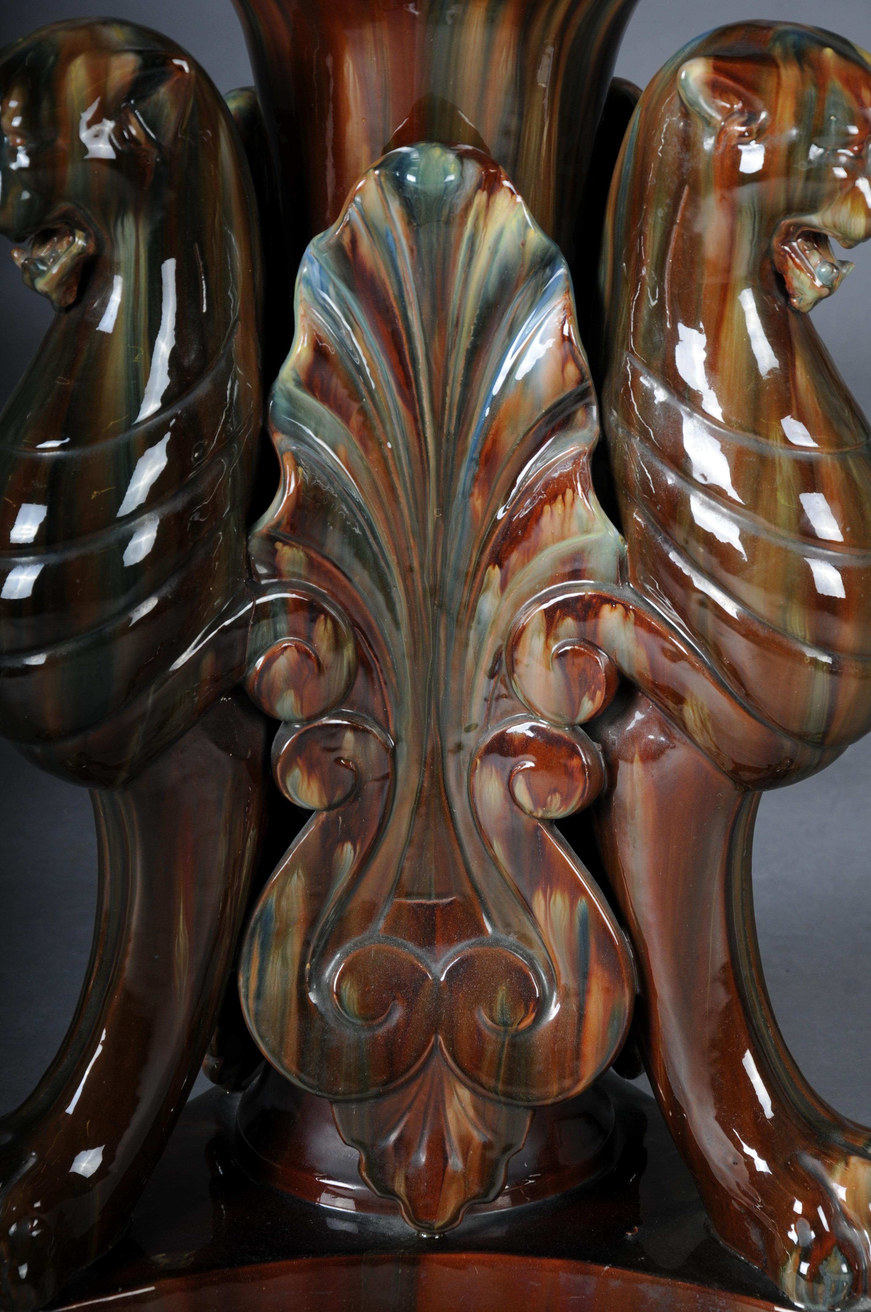 Clement MASSIER (1857-1945) Majolica flower vase/column vase, France For Sale 2