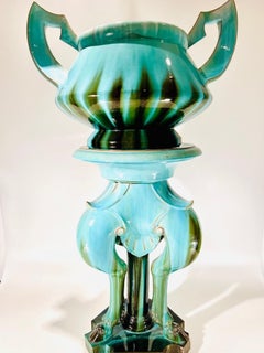 Grande jardinière en porcelaine française dégradée de Clement Massier Art Nouveau 1900