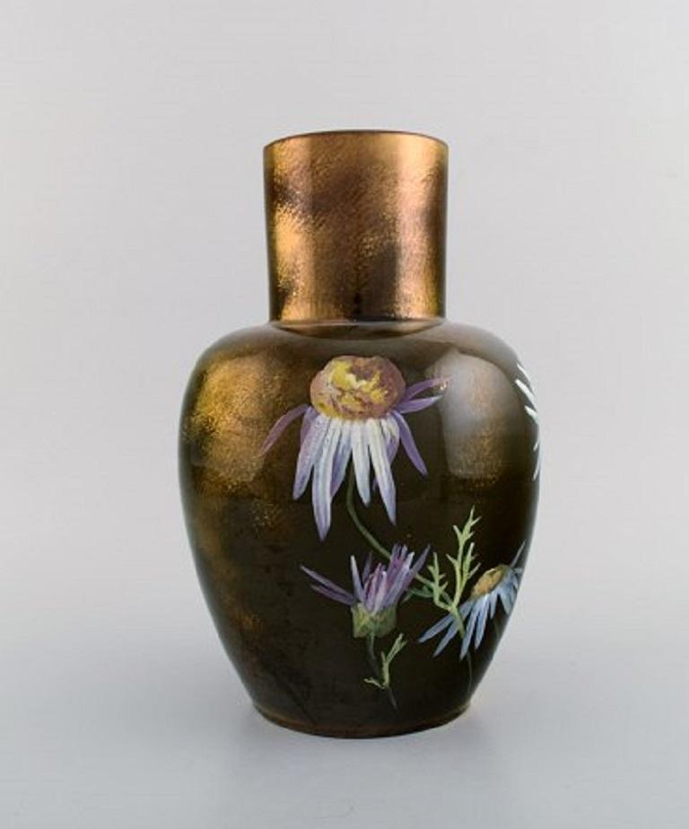 French Clément Massier for Golfe Juan, Antique Vase in Glazed Ceramics, Late 19th C For Sale