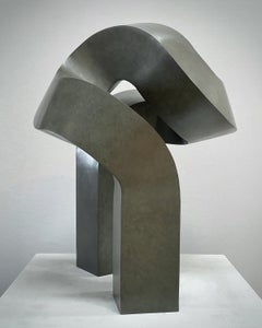 Vintage "Moreover" minimalist bronze sculpture 