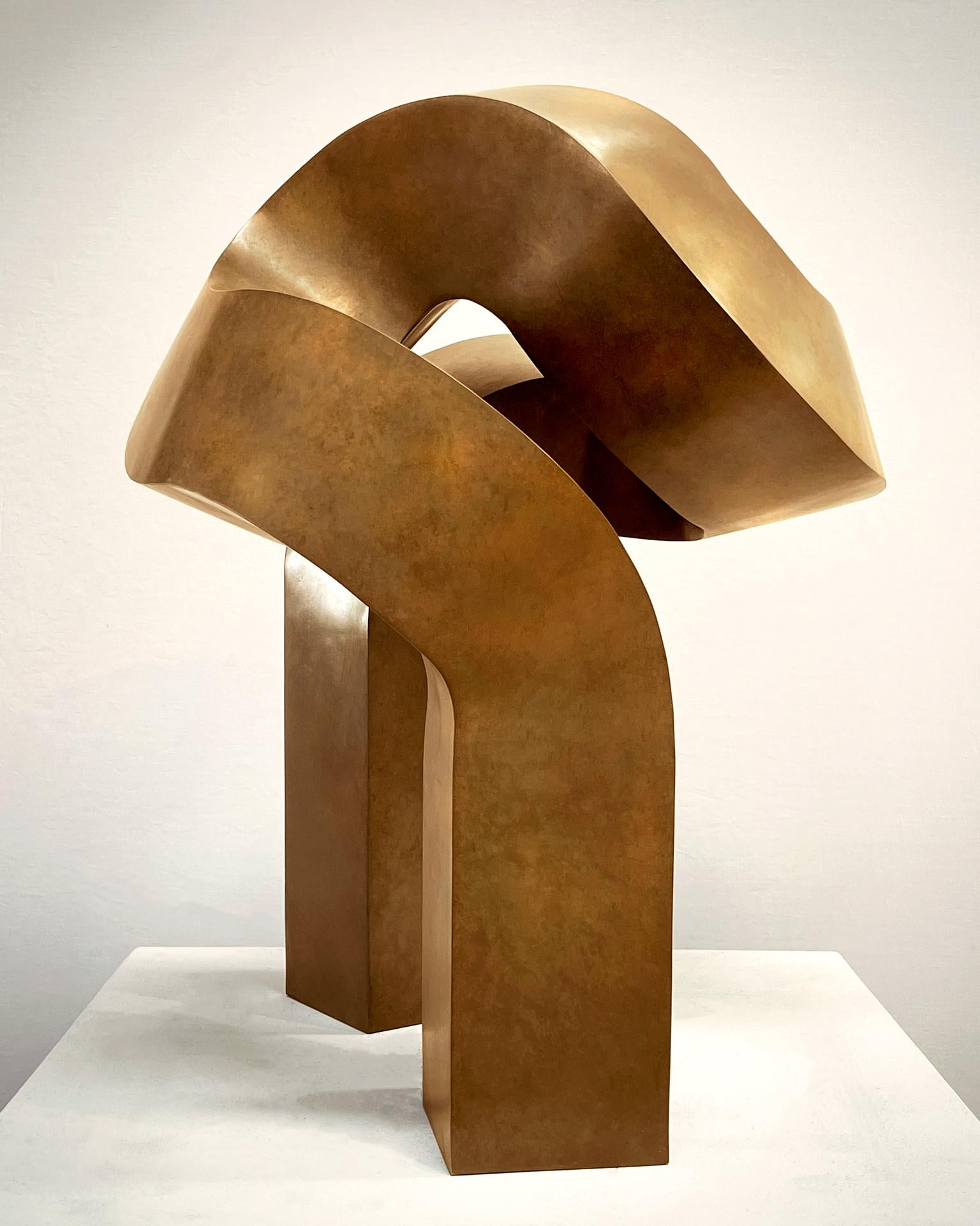 Clement Meadmore Abstract Sculpture - "Moreover" minimalist bronze sculpture 