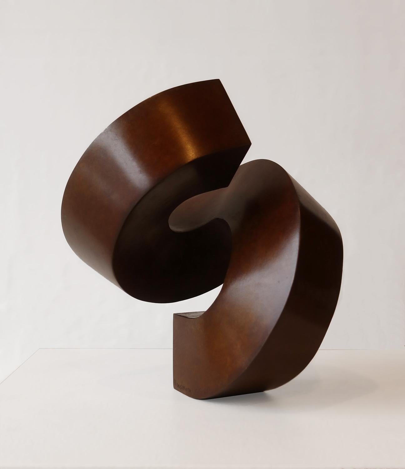 Clement Meadmore Abstract Sculpture - "Spiral" minimalist bronze pedestal sculpture 