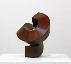 "Spiral" minimalist bronze pedestal sculpture