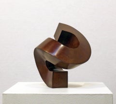 "Spiral" minimalist bronze pedestal sculpture 