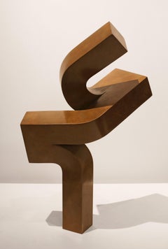 Upsurge, a minimalist cast bronze pedestal sculpture by Clement Meadmore