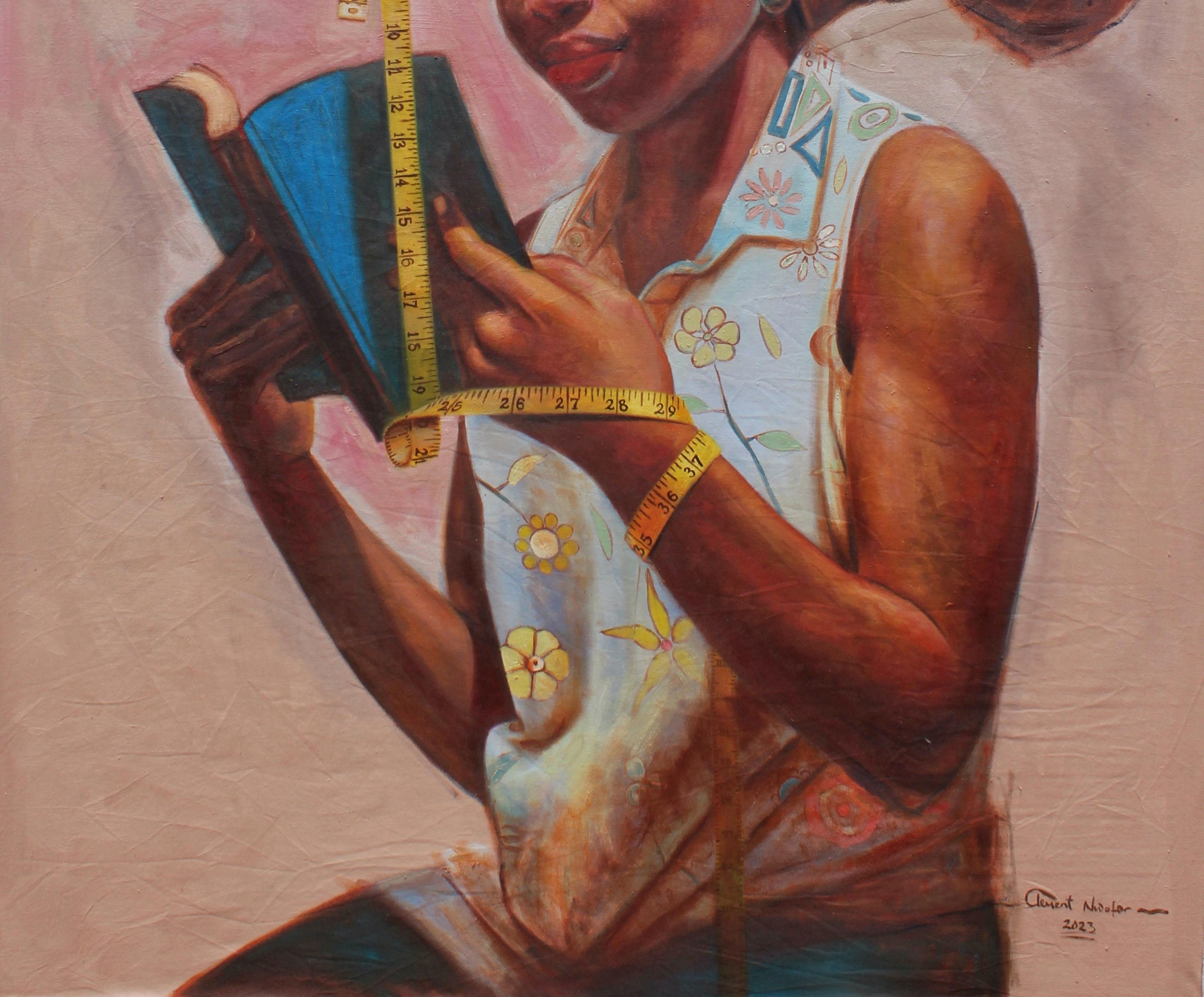 Chronometry -21st Century, Contemporary, Figurative Portrait, Oil, Women Fabrics For Sale 1