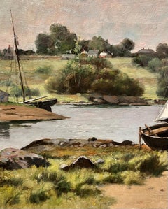 Quiet Day of Fishing, Oil on Canvas, Late 19th Century, Signed