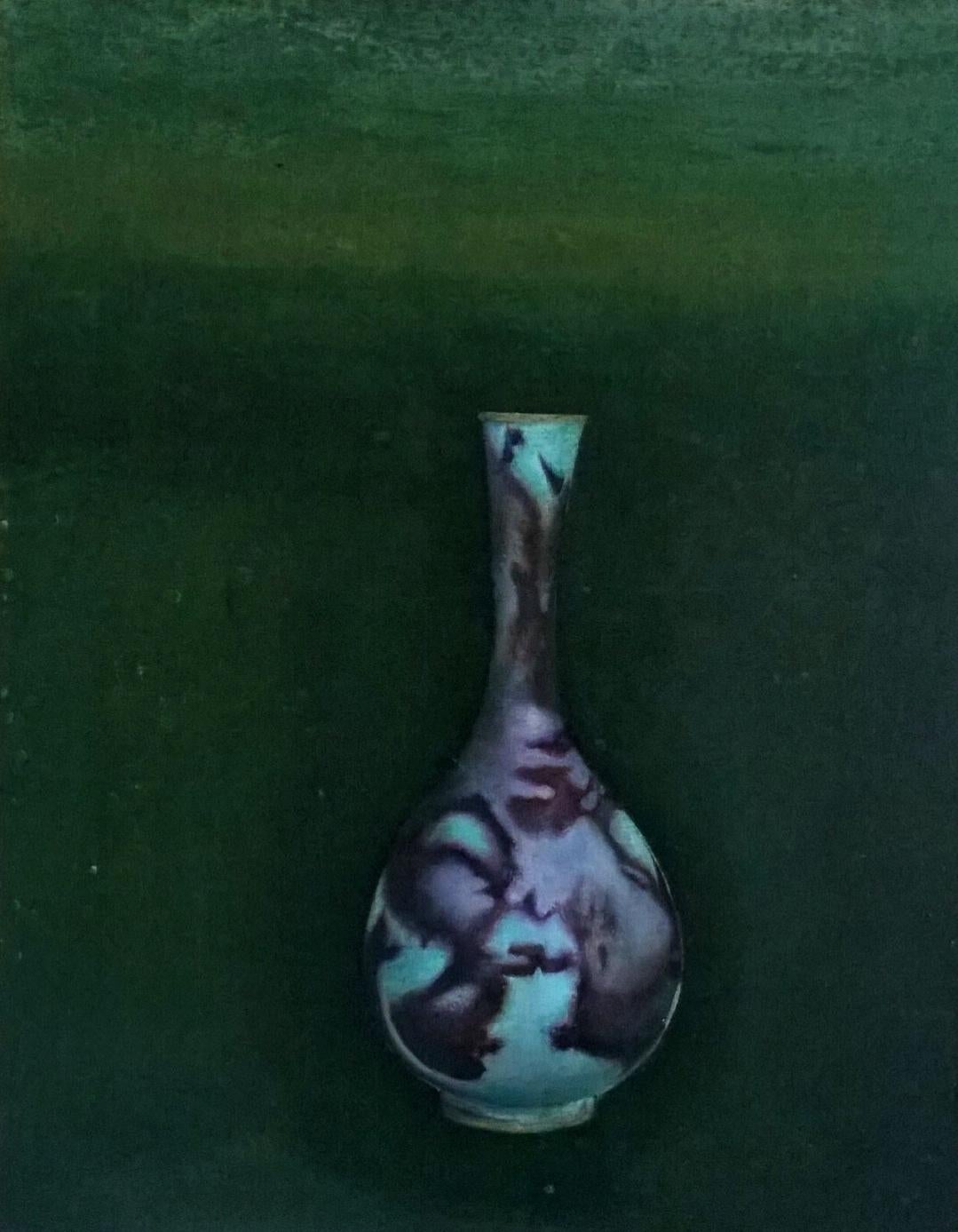 Clément ROSENTHAL Öl auf Leinwand n° 11 Vase lila und türkis – Painting von Clément Rosenthal