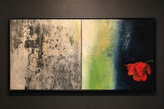 Clément Rosenthal - "Fleur Rouge" 2023, Oil on Canvas, Abstract Painting