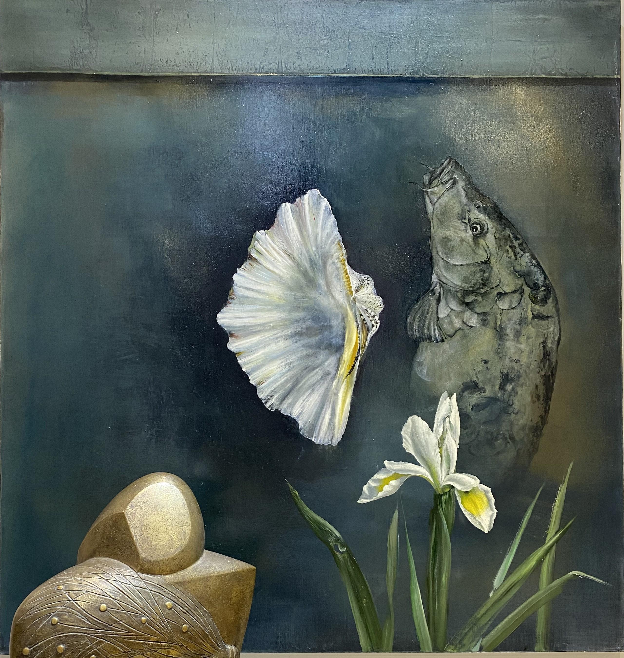 Öl auf Leinwand
Iris Fisch und Muschel
143 x 136 cm - 56 x 53 in
2017

