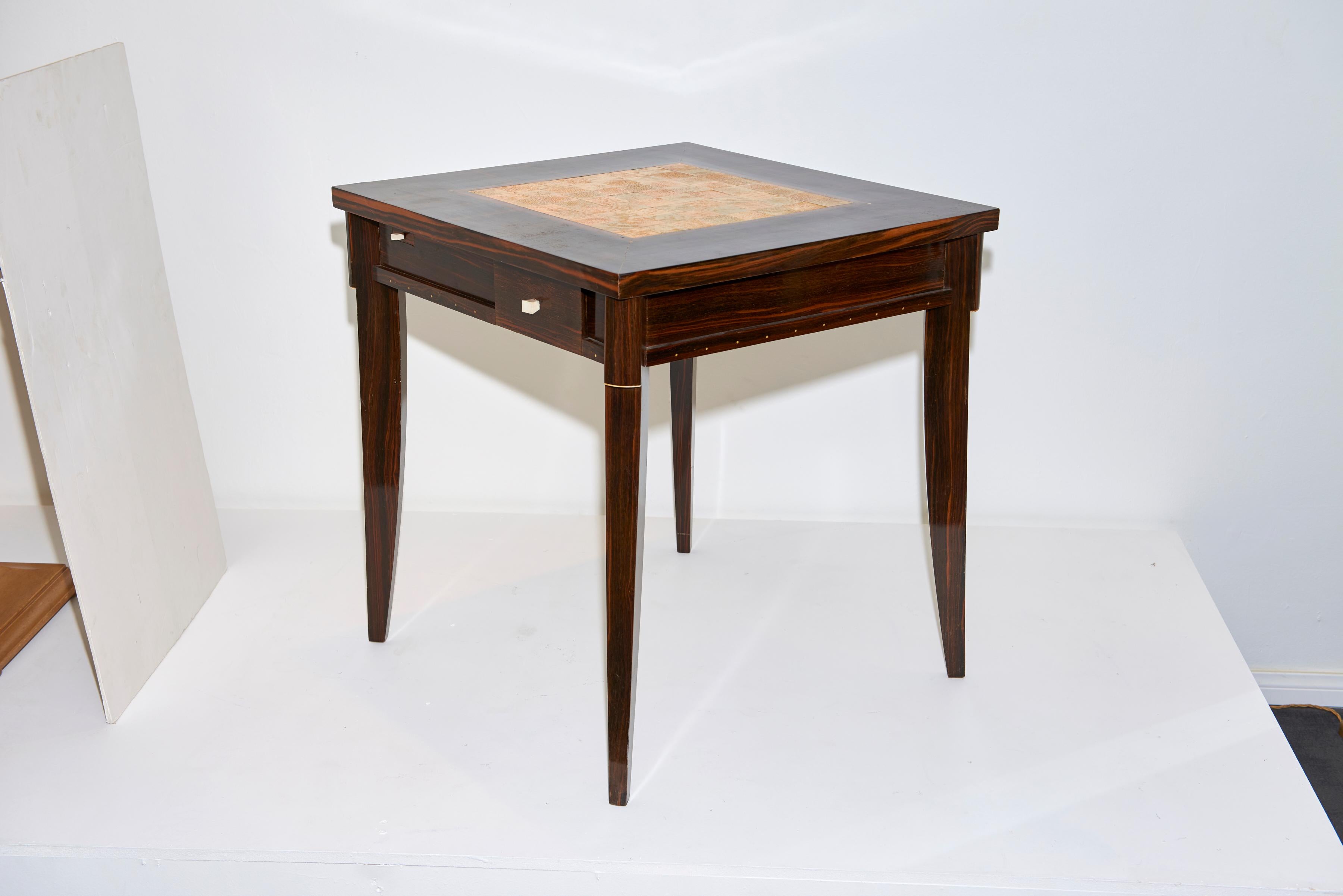 Clement Rousseau Macassar Games Table with Shagreen Top For Sale 1