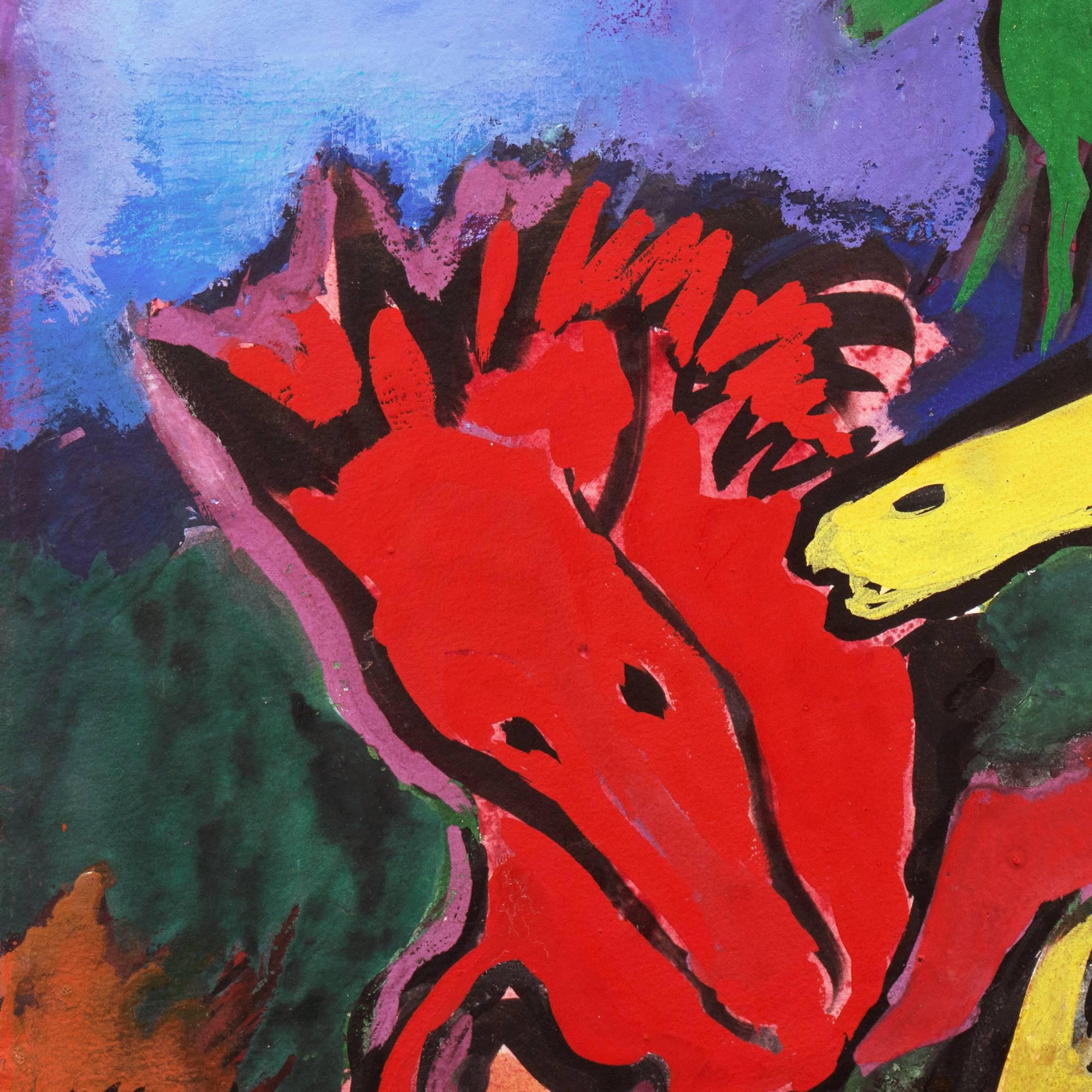 'Ponies Dancing' California Post-Impressionist, San Francisco Art Association For Sale 2