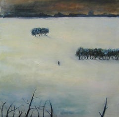 "If on a Winter's Day a Traveller" figurative oil painting searching for life