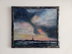 "Paris Sunset" landscape oil painting france nature freedom relax tranquility