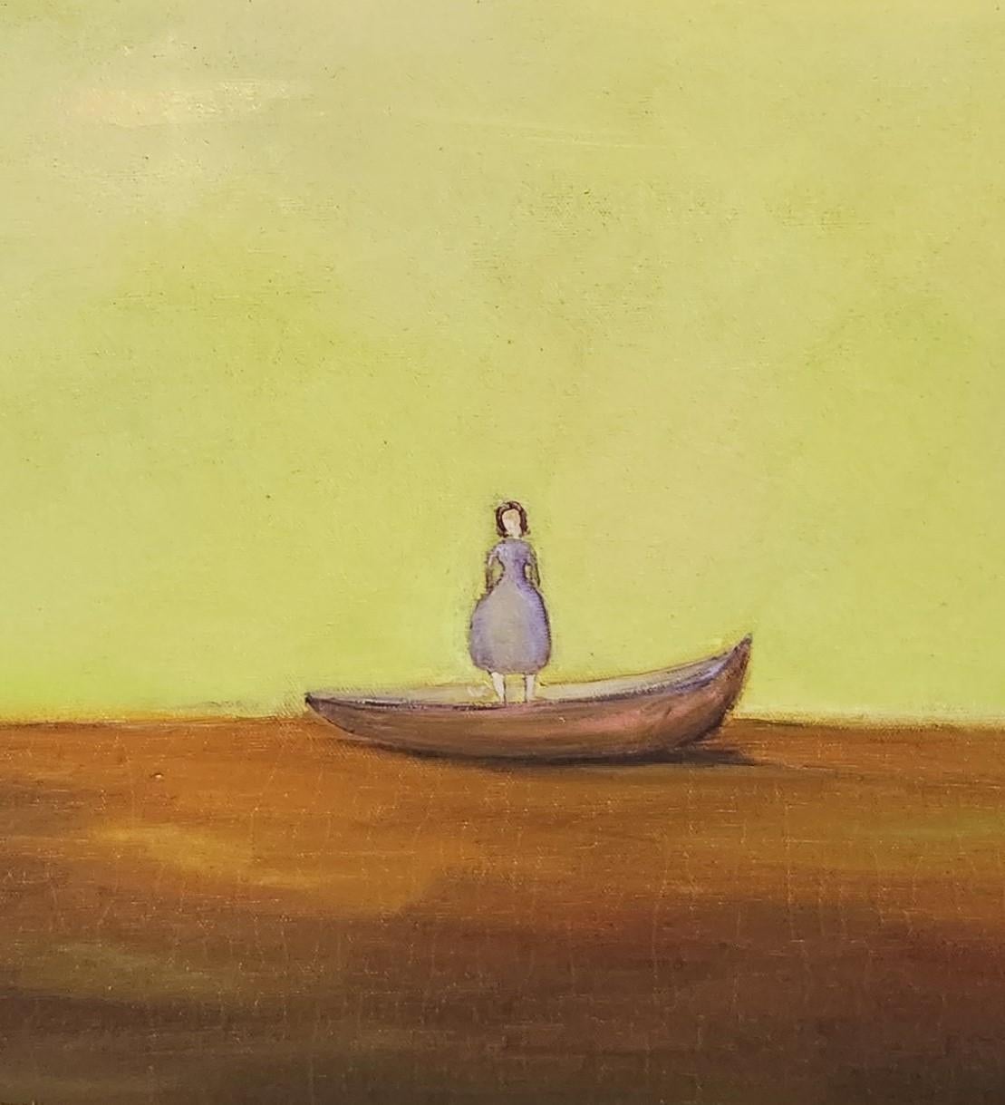 „Rock the Boat“  Ölgemälde, Landschaft, Freiheit, Ruhe, Mädchen, Vertrauen, Liebe im Angebot 1