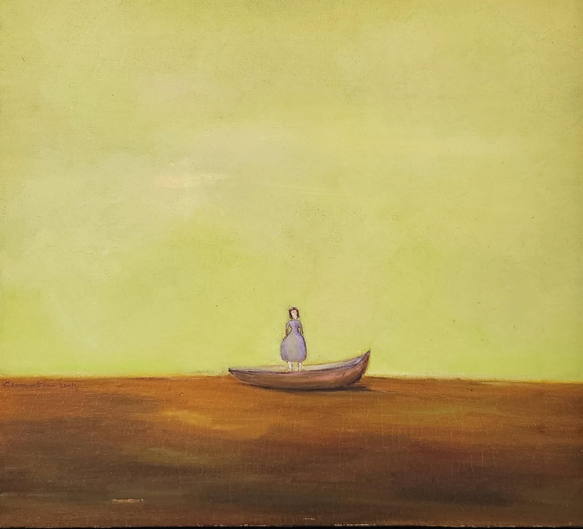 „Rock the Boat“  Ölgemälde, Landschaft, Freiheit, Ruhe, Mädchen, Vertrauen, Liebe im Angebot 2