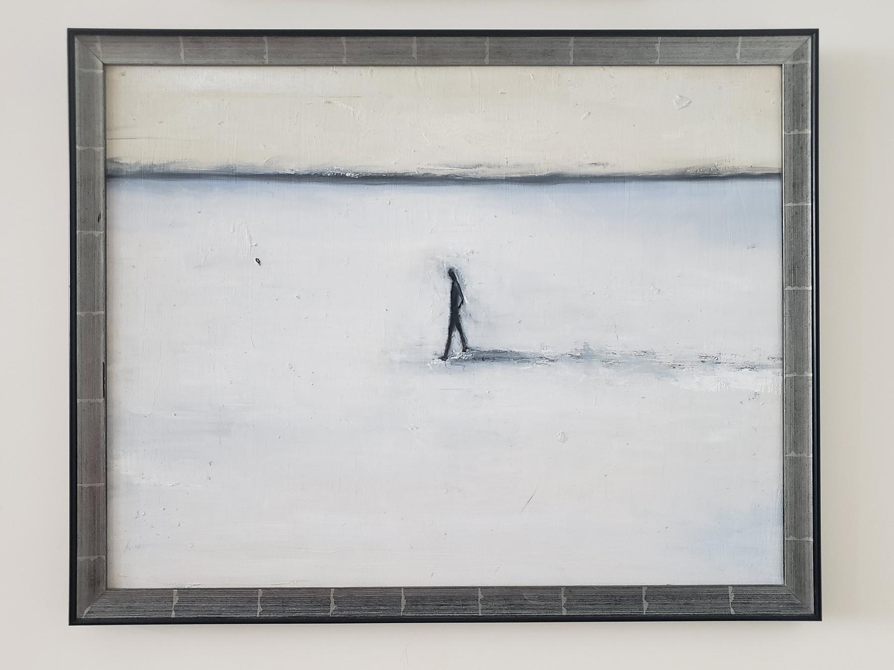 figuratives Ölgemälde „Winterreise“  Seele Franz Schubert Wanderer im Leben (Grau), Figurative Painting, von Clementine Chan