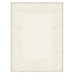 Floral Patterned classic white rug for bedroom, handmade - Clementine Gris