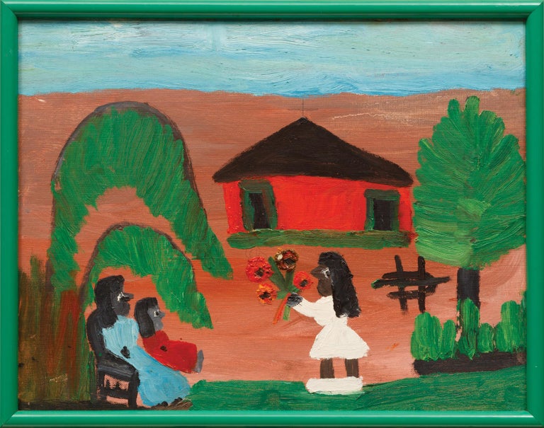 <i></noscript>Girl Giving Flowers to Jesus<i>, 1960s, by Clementine Hunter, offered by Guy Lyman Fine Art