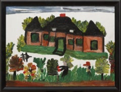 Retro Melrose Plantation (Clementine Hunter Folk Art Painting, auth. by Tom Whitehead)