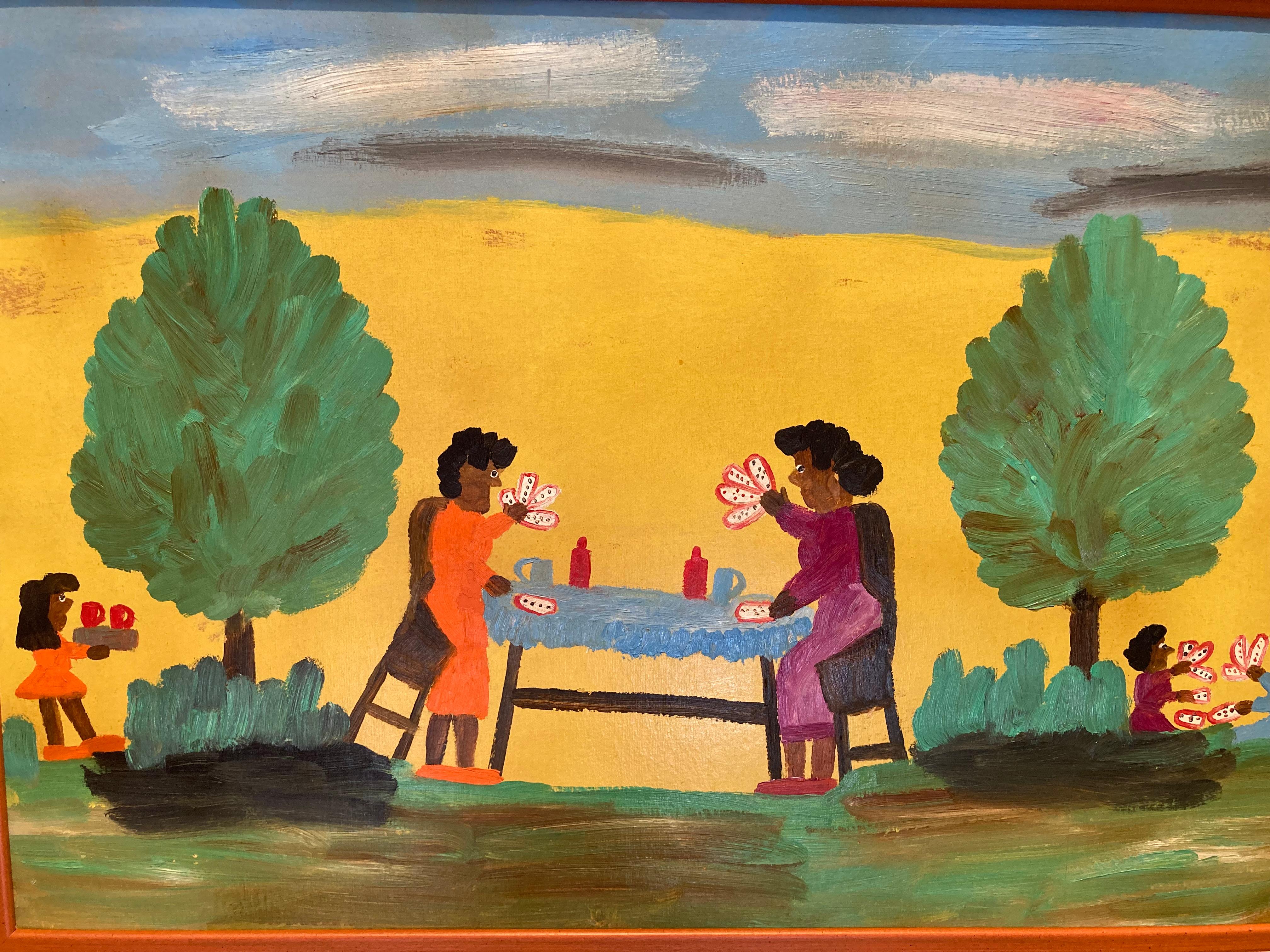 Naipes (Magnífica pintura de arte popular autentificada de Clementine Hunter) 3