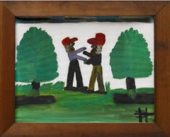 The Fight  (Clementine Hunter Folk Art Painting, auth. by Tom Whitehead)