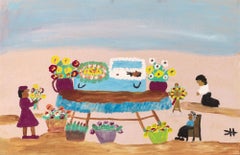 The Wake (fine provenance! Framed Clementine Hunter Black Folk Art Painting)