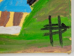 Clementine Hunter Saturday Night Original Oil on Canvas Board Signed 1983