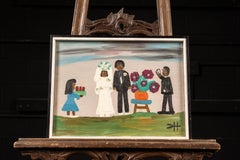 "Hochzeit" c. 1960er Jahre Clementine Hunter Öl auf Karton, signiert