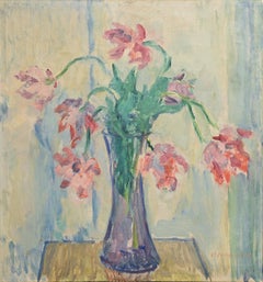 Clemmen Clemmens Painting Flowers in Vase oil on canvas, Denmark 1960