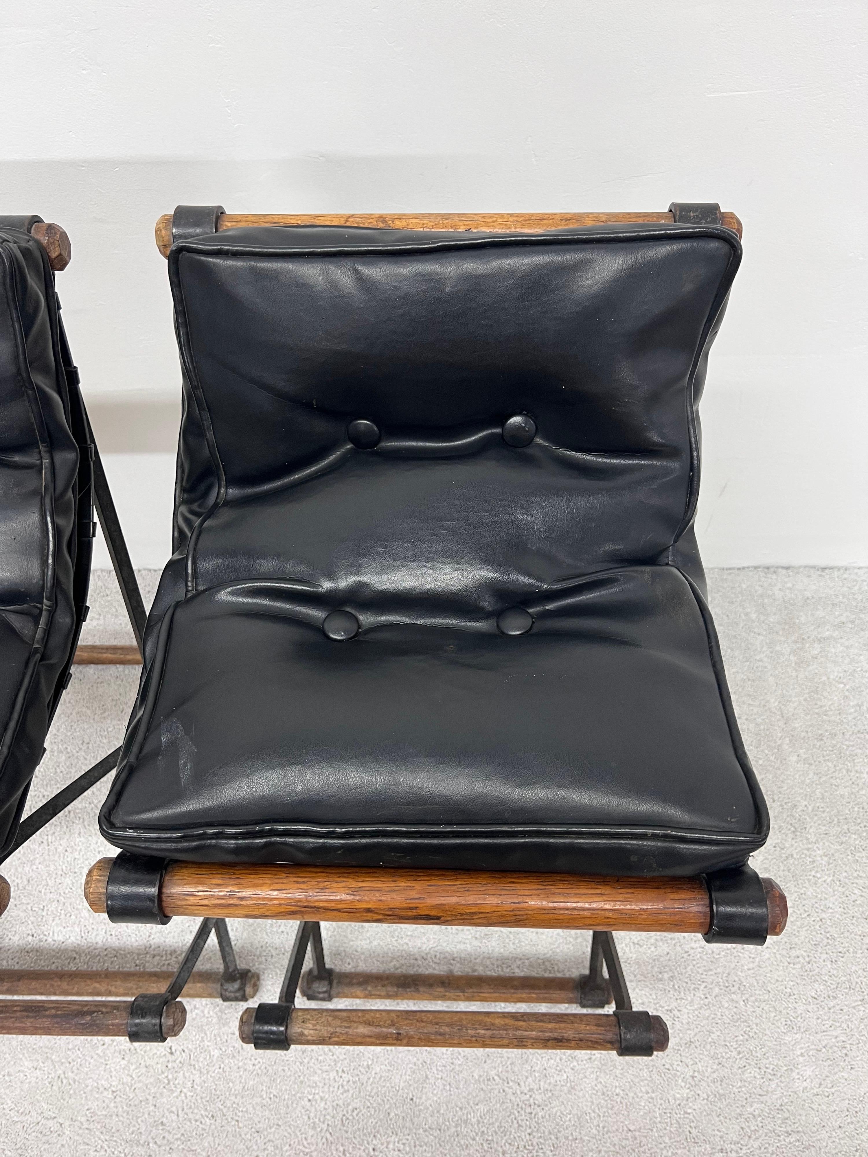 Cleo Baldon Bar Stools with Black Eco-Leather Cushions for Terra, a Pair In Good Condition In Miami, FL