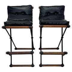Cleo Baldon Barhocker mit schwarzen Eco-Leather-Kissen für Terra, Paar