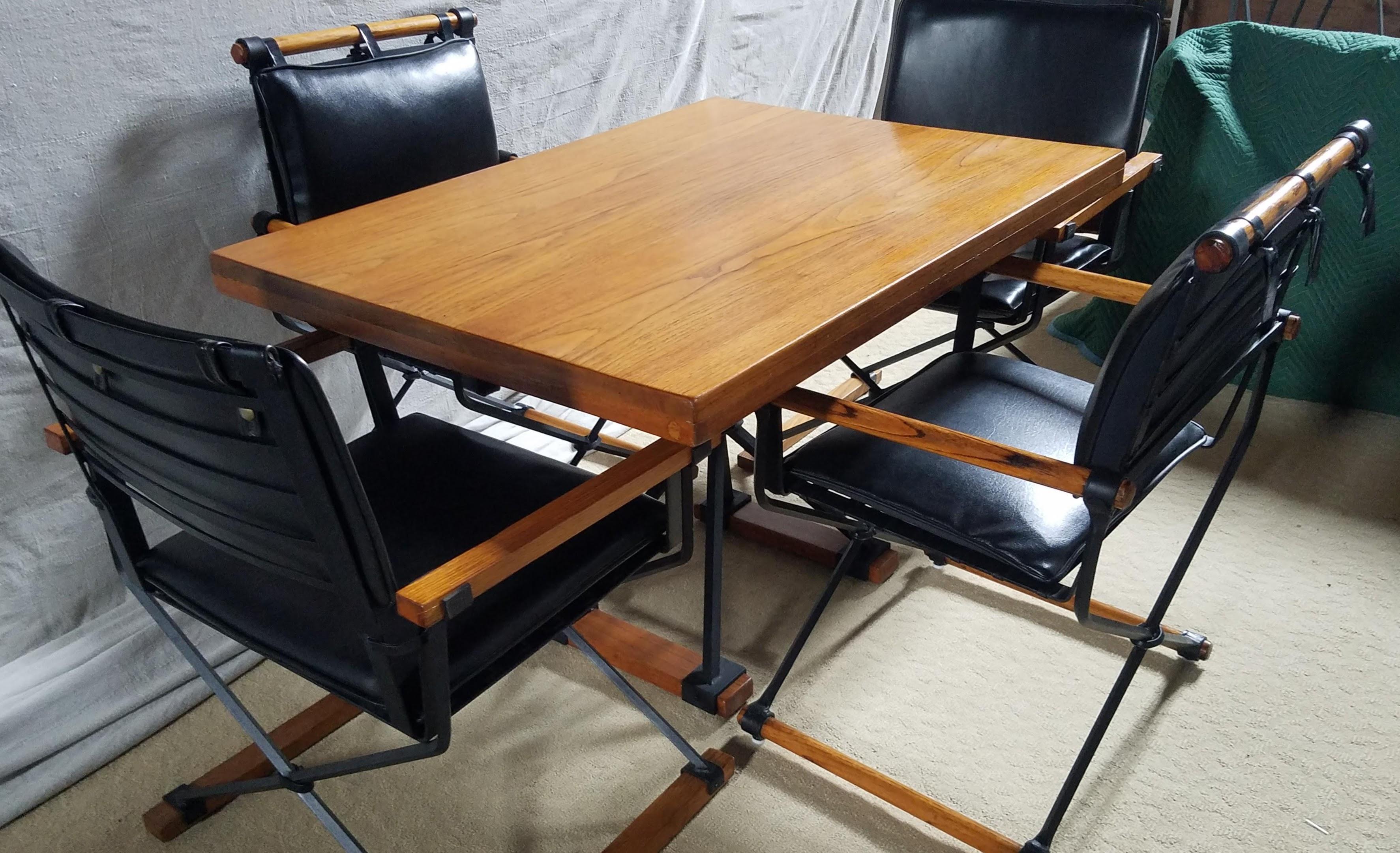 
Cleo Baldon breakfast or card table manufactured by Terra in the mid-1960s thru the mid-1970s.

An outstanding example of California Modern design by Cleo Baldon for her Los Angeles studio Terra, this 1960s dining table exemplifies Baldon’s