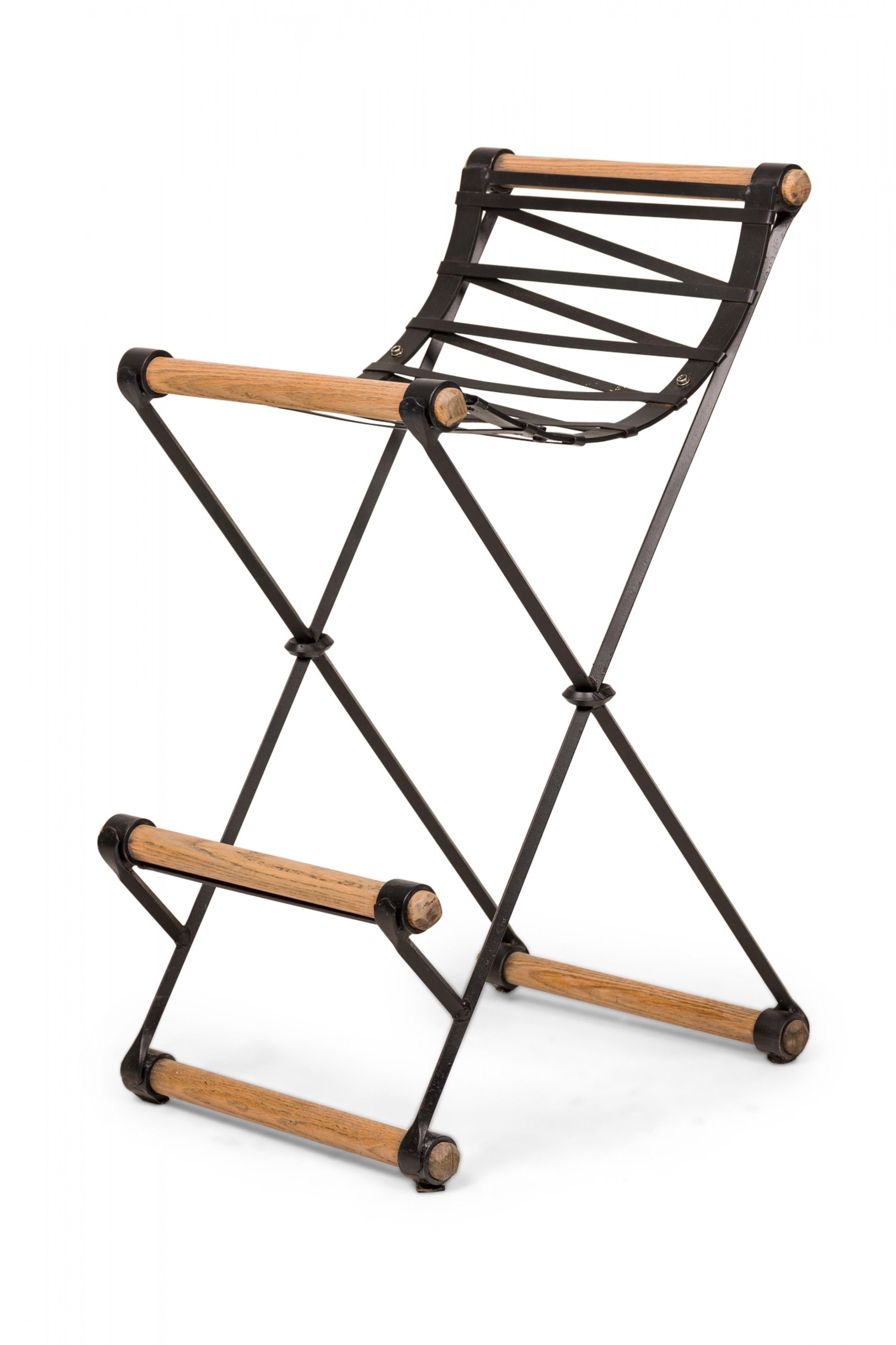 Cleo Baldon for Terra of California X-Frame Plaid Upholstered Barstool 3